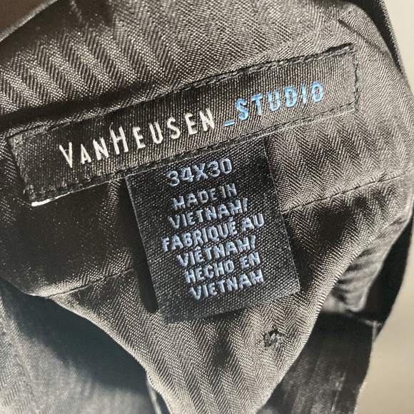 VanHeusen Studio Black Dress Suit Pants 34/30‎ 100% Polyester - Picture 3 of 8